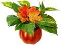 5.5" Ceramic Pumpkin w 4" Pothos/Fall Leaves (Box of 9)